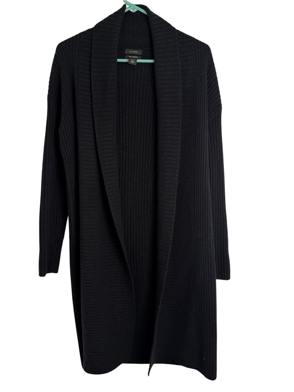 Halogen Black 100% Cashmere Long Sleeve Long Cardigan Sweater Size XS/S